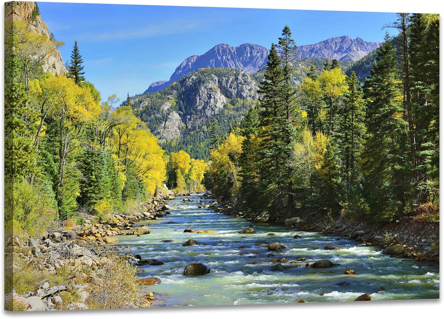 SKASNFAI Smoky Mountain Wall Art Framed Nature Forest Posters Canvas Print Office Picture Wall Decor Blue Ridge Mountain Artwork for Bedroom Bathroom (16L" x 24W")