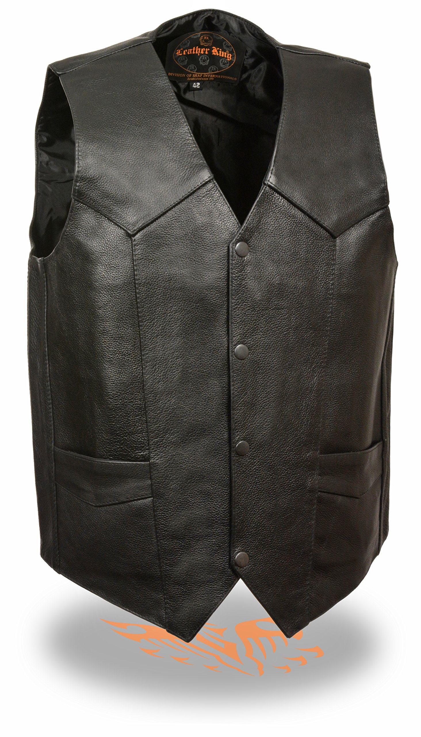 Amazon.co.jp: レザーKingメンズクラシックスナップフロントベスト