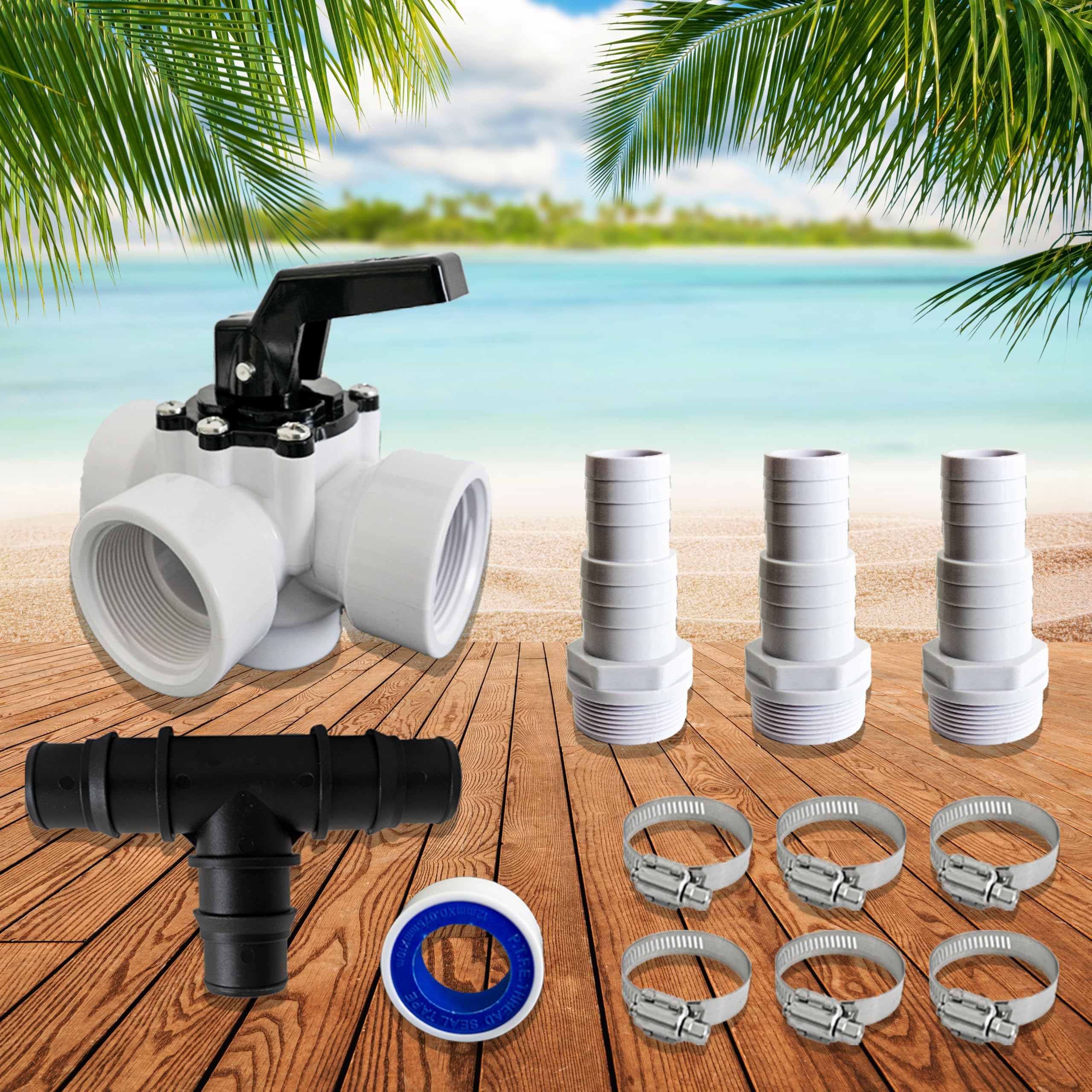 Bypass Set Pool Adapter für Poolheizung Schlauchanschluss 32mm 38mm