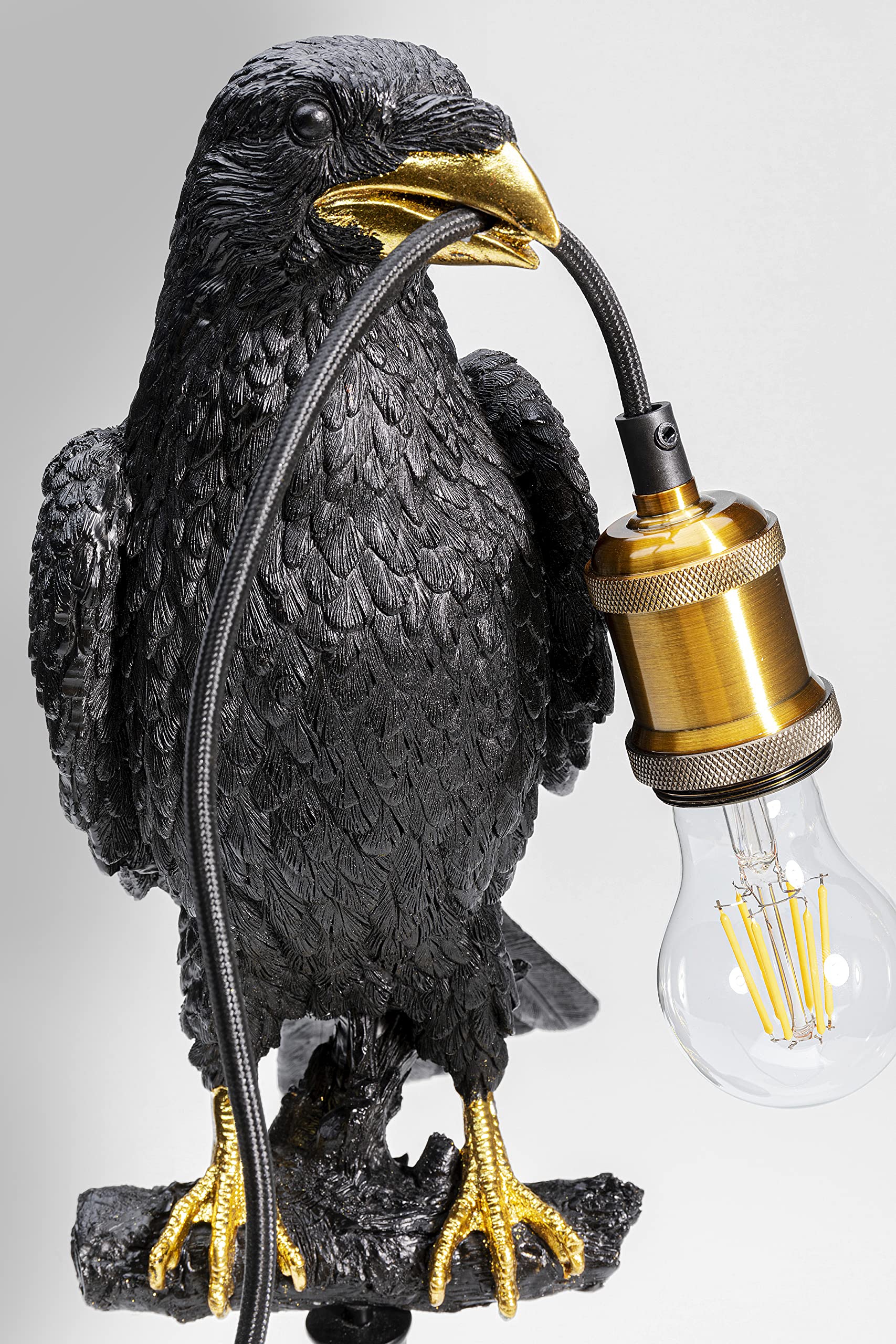 Kare Design Lampada da tavolo Animal Crow, nero, corvo seduto, decorazione soggiorno, console, scaffale, simbolo saggezza, 34x14x31cm (A/L/P), lampadina non inclusa