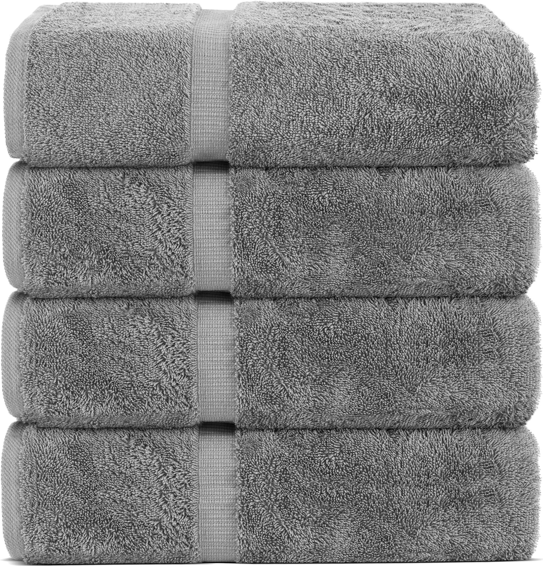 Chakir Turkish Linens Premium Cotton Absorbent Turkish Towels (Bath Towel - Set of 4, Gray)