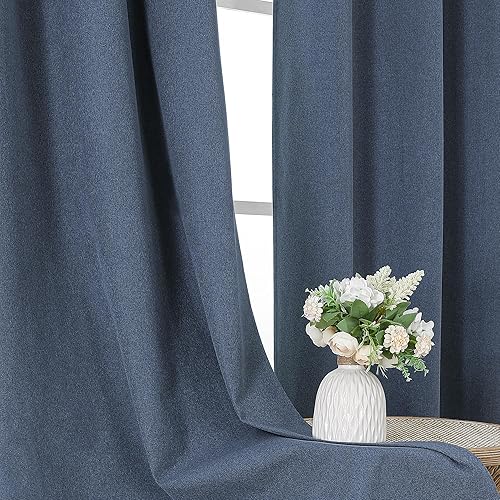 Miniatura 6 de OVZME Rhea Cortinas 100% opacas de 63 pulgadas de largo para dormitorio, cortina de ventana con textura blanca suave al tacto, cortinas de lino