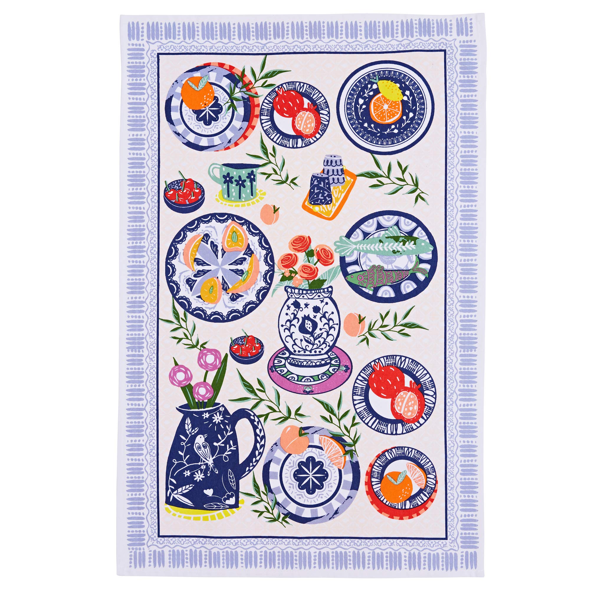 Ulster Weavers Multicolour - Mediterranean Plates - Tea Towel - Cotton - One Size In