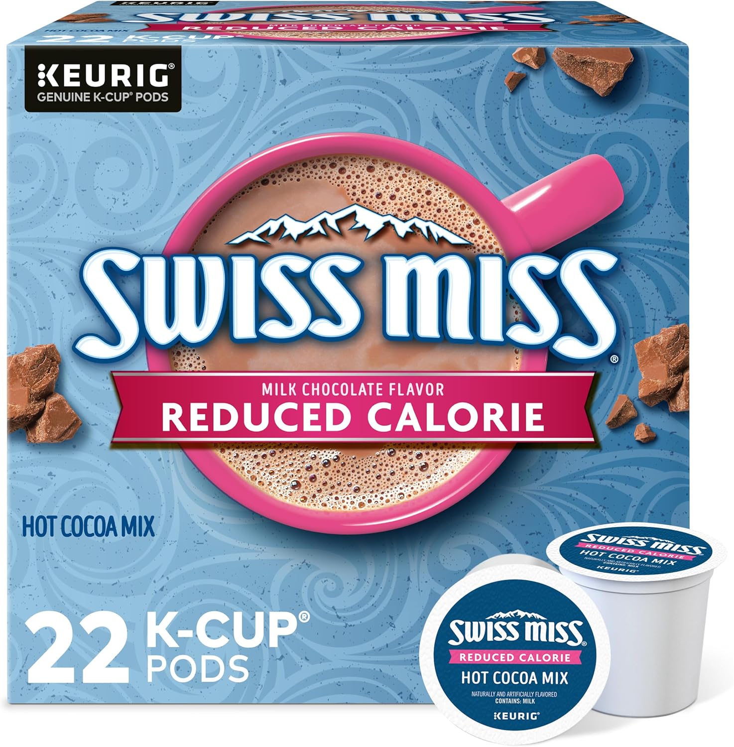 Swiss Miss Hot Cocoa Single-Serve K-Cup, Reduced Calorie, Box of 22