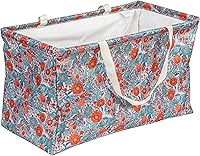 Household Essentials Large Canvas Utility Tote Bag - Collapsible Water-Resistant Storage Basket for Laundry, Groceries, Beach, College & Car - 11x22x13