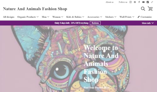 Nature And Animals Fashion Shop: Discover trendy wildlife prints and customize your style. Get it! – vue 2