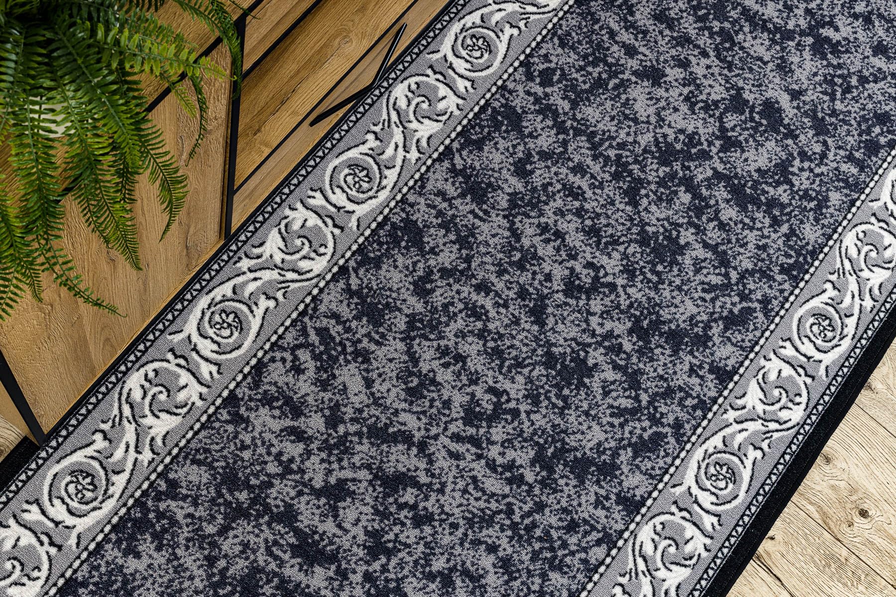 rugsx Läufer Antirutsch Romantic Ornament, Teppichläufer, Flur, Schlafzimmer, Wohnzimmer, Meterware, rutschfest, grau 120x500 cm