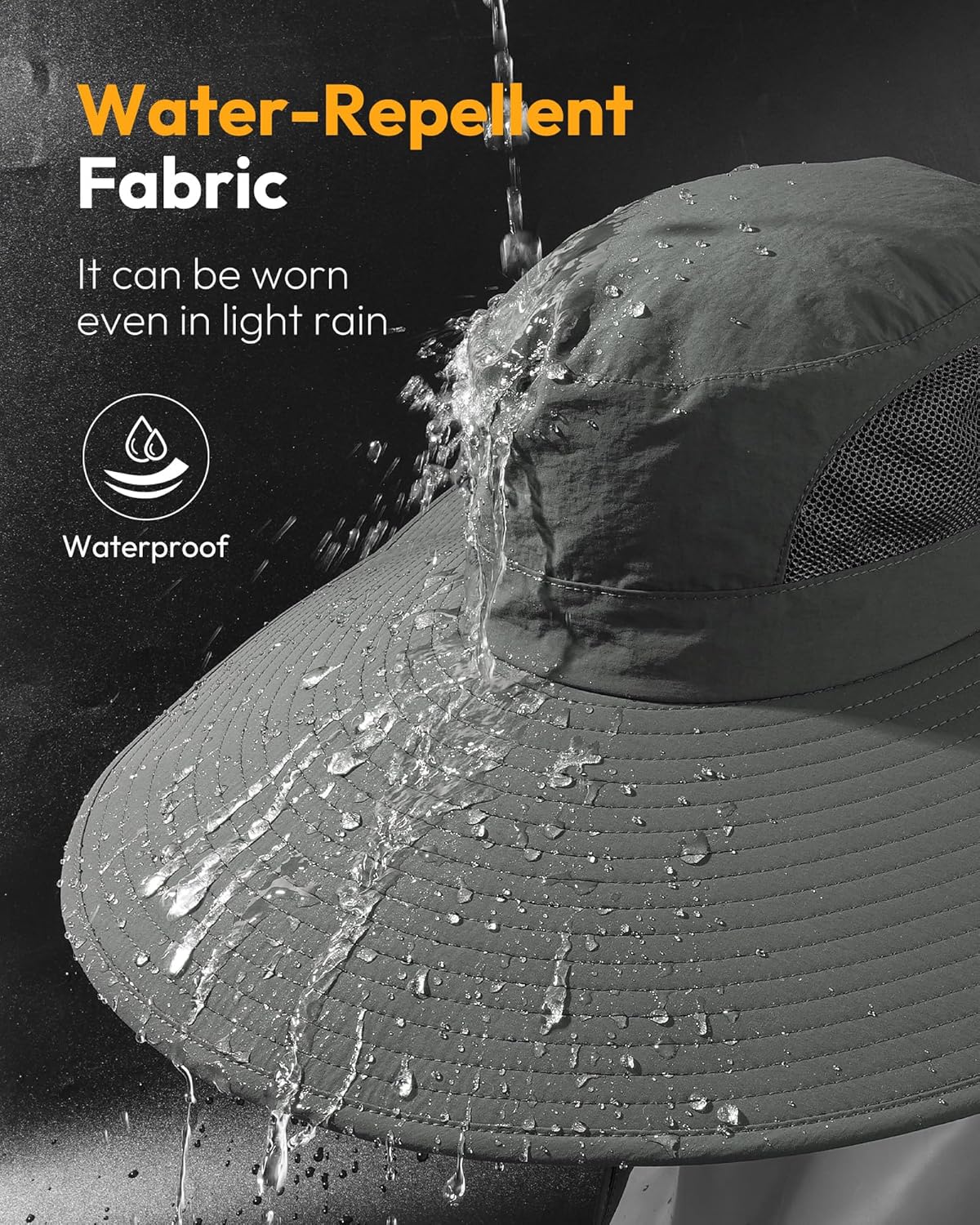 Mens Sun Hat Super Wide Brim Waterproof Breathable Bucket Hats for Men Fishing, Hiking, Camping Sun Hats for Men