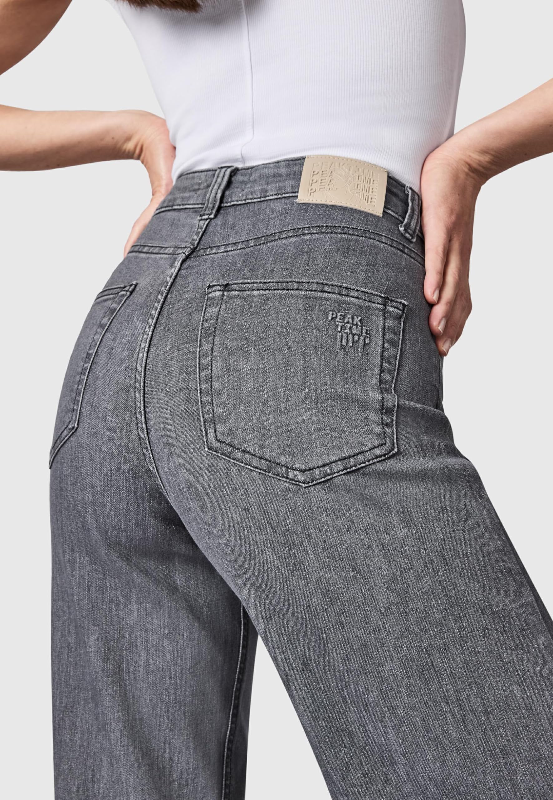 Peak Time Damen elastische Wide Leg Jeans High Waist 5-Pocket mit Bio-Baumwolle (GOTS Zertifiziert) Eklipsa