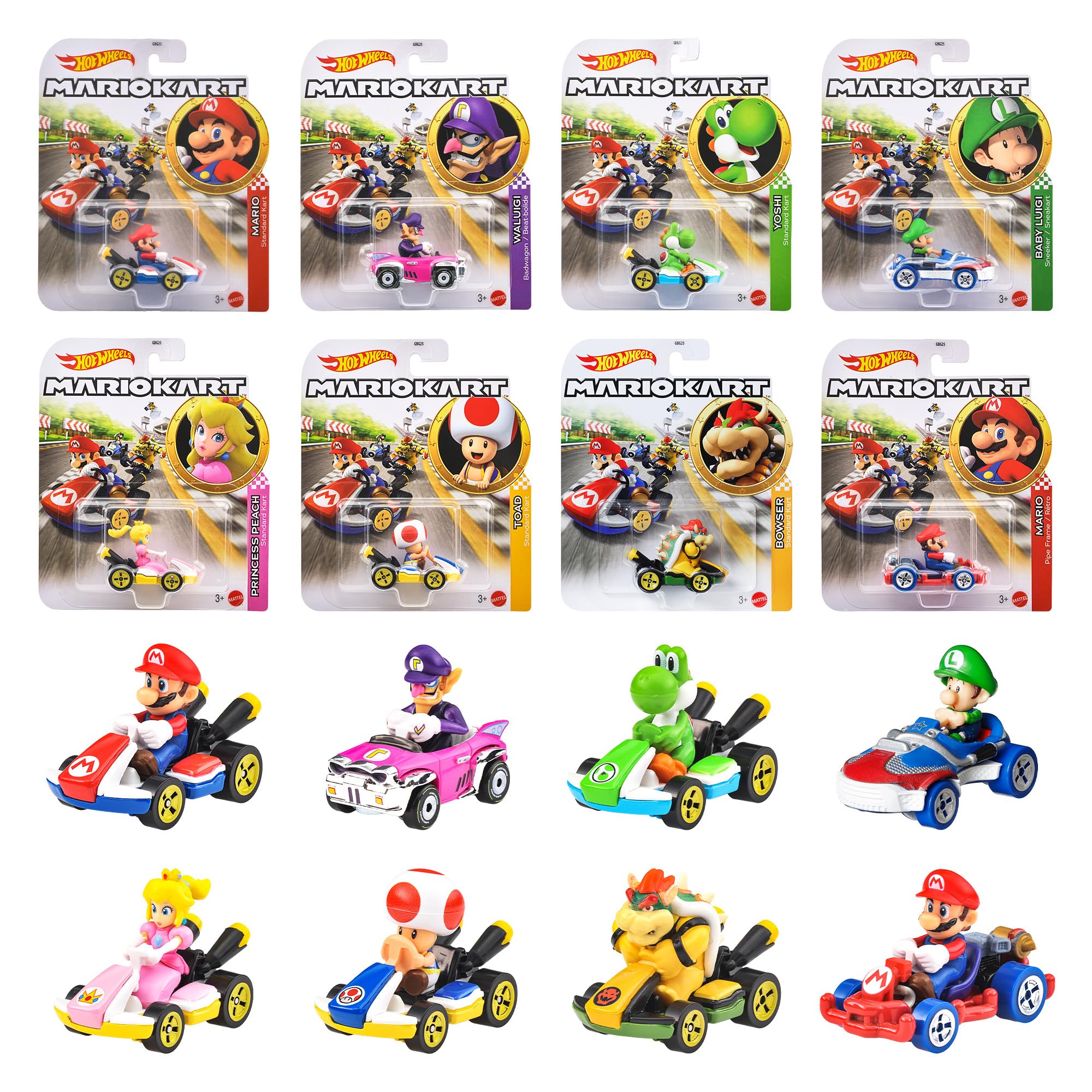 ホットウィール(Hot Wheels) マリオカート アソート 乗り物おもちゃ ミニカー 8台入り BOX販売 3歳から マルチ GBG25-988A