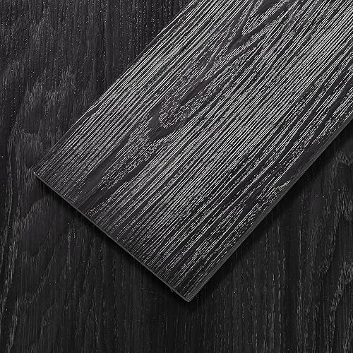 Peel and Stick Floor Tile, Luxury Vinyl Plank Flooring 36-Pack 54 Sq.ft, Real Wood Look Self-Adhesive Vinyl Floor Tiles, Easy DIY for Kitchen, Bedroom and Living Room, Black Grain