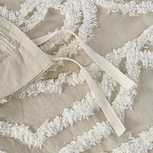 Miniatura 4 de Madison Park Laetitia - Juego de edredón de chenilla 100% algodón con diseño de medallón mechoneado, ropa de cama acogedora para todas las