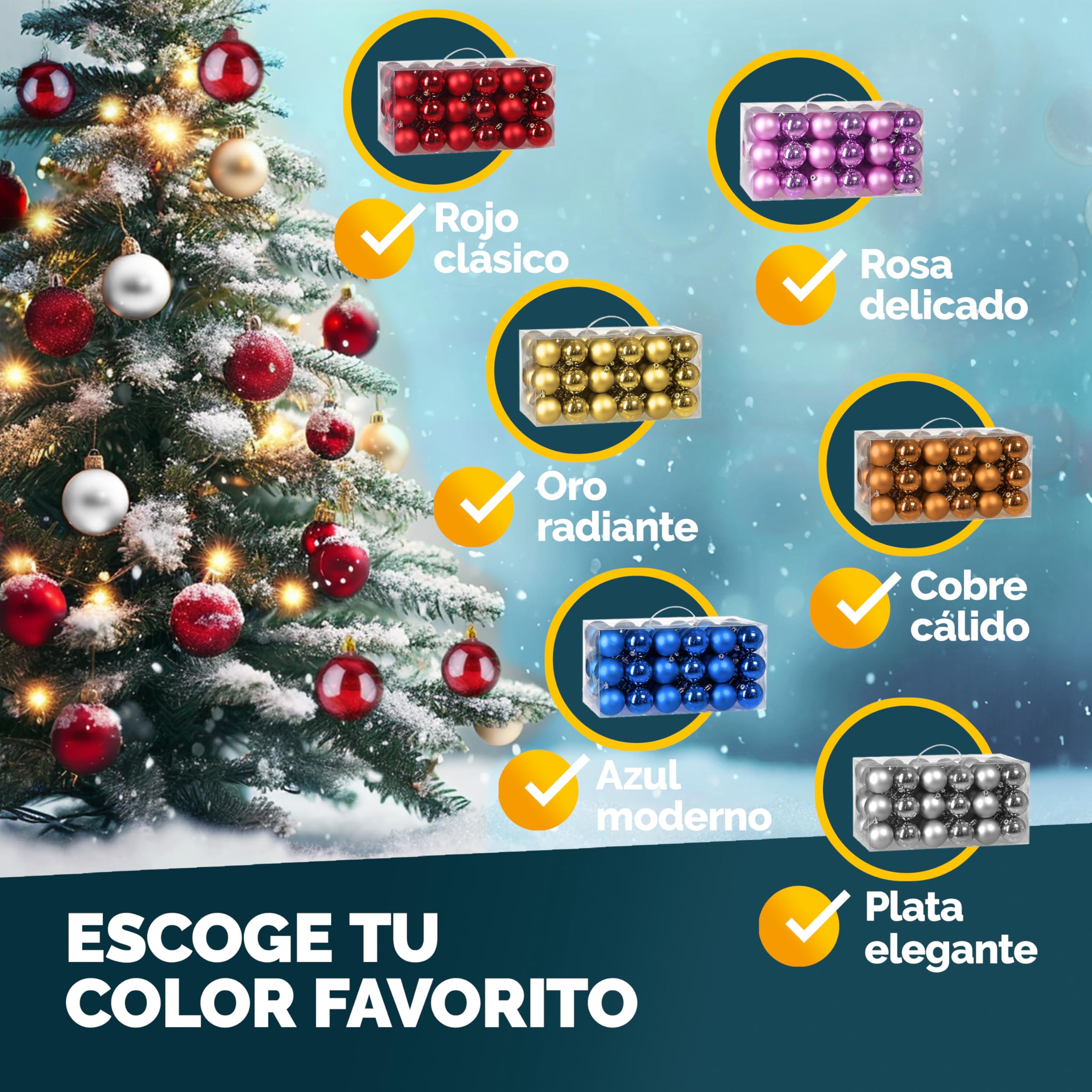 Deuba® Bolas Árbol de Navidad Set Completo 54 Pzs. Adornos Decoración Brillante Mate Colgante Rojo