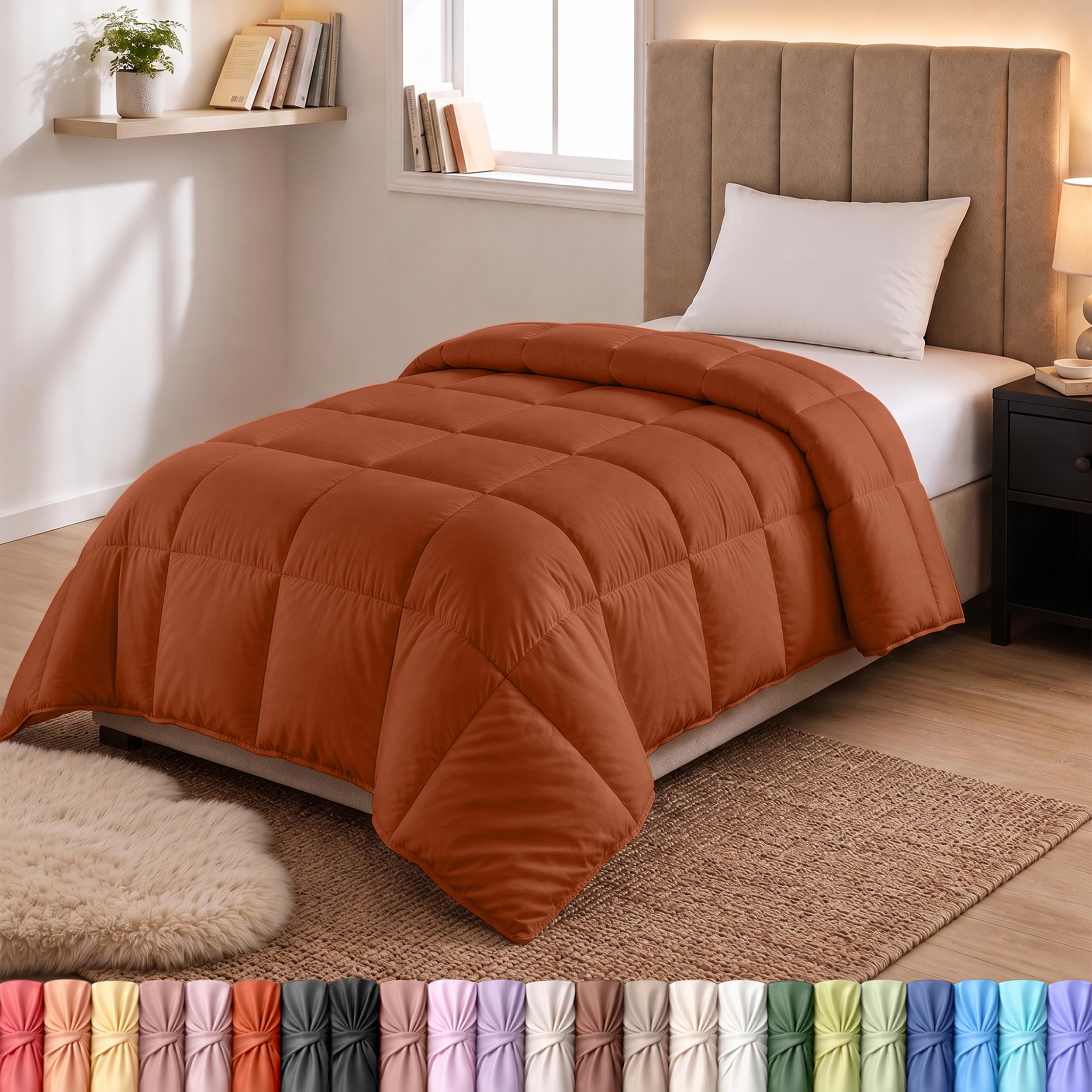 Utopia Bedding Duvet Insert, Twin Comforter 64 x 88 Inches, Burnt Orange