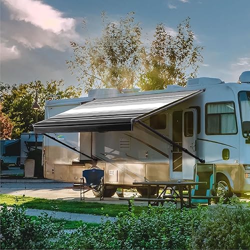 Miniatura 8 de Suncode Toldo manual para caravana, kit completo de toldo retráctil modular negro para caravana, 5 rueda, remolques de viaje, transportistas de