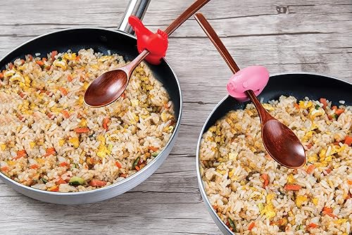 Vista 21 de Fox Run Brands sostenedor de cuchara con gallo, Chanchito, Rosado