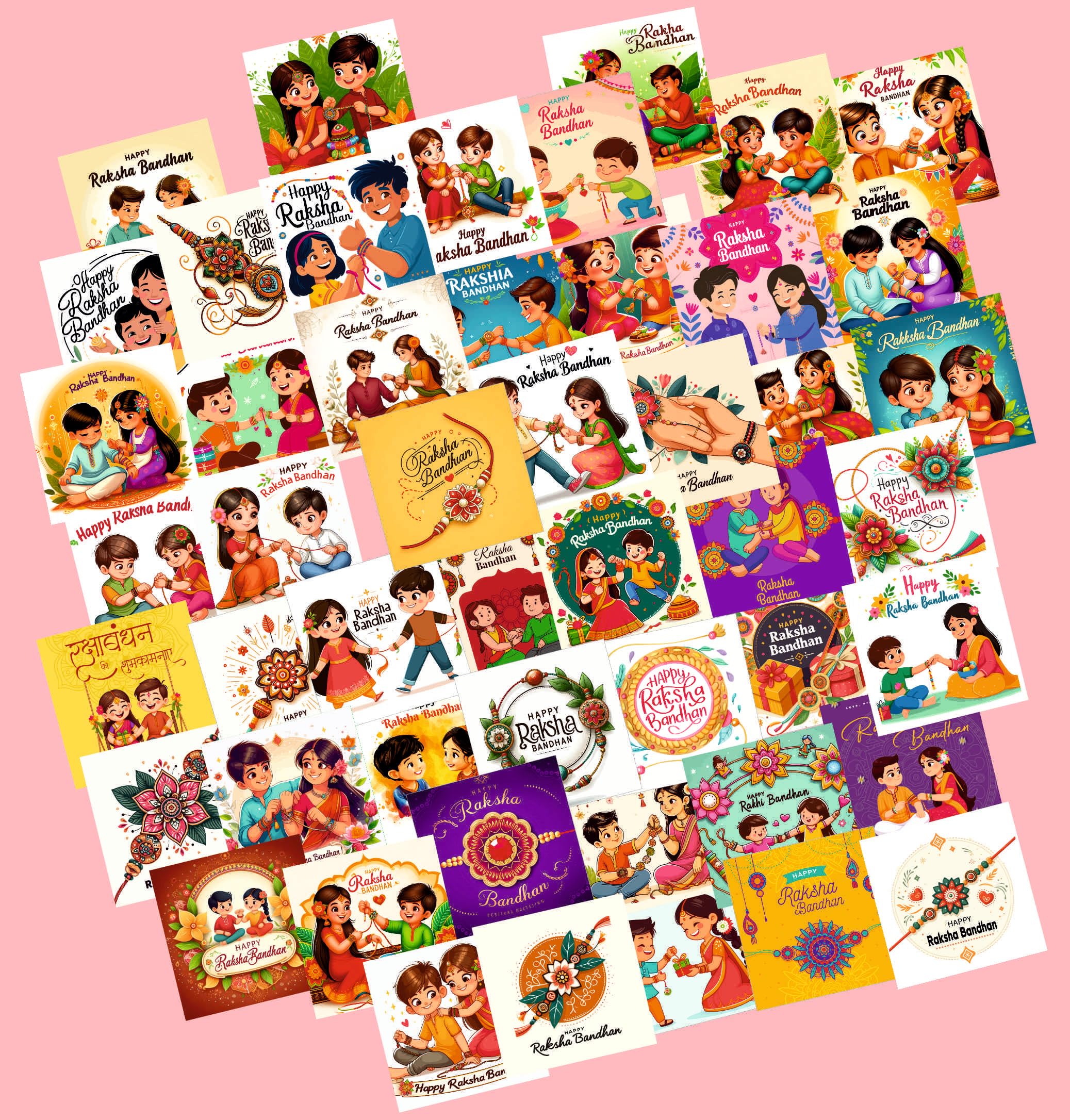 Set of 48 Best Brother Ever Cards for Rakhi or Other DIY Greeting Cards for Brother Bhai Rakhi Gifts for Brother (Size 3X3 Inches) Greeting Card (Multicolor, Pack of 48).-image-0