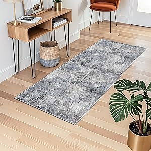 Washable 2x5 Hallway Runner Rug - Runner Rugs Modern Stain Resistant for Home Indoor Mat Rug Runner for Laundry, Bedroom Non Slip Rubber Backing Thin Super Soft Room Decor Floor Carpet 2x5 Blue