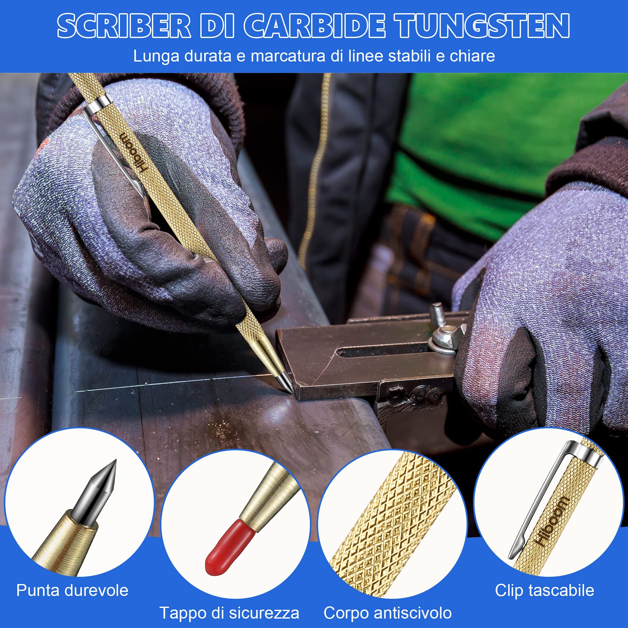 Kit Matite Carpentiere 8 Pezzi - Con Temperamatite E Mine Colorate | Per Costruzione, Falegnameria - Foto 4