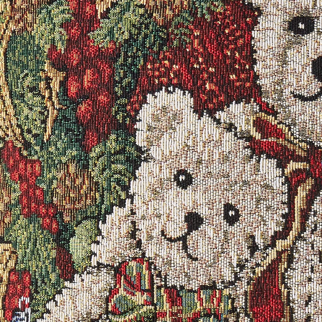 Violet Linen Decorative Christmas Teddy Bears Design Tapestry, 18" X 18" Throw Pillow