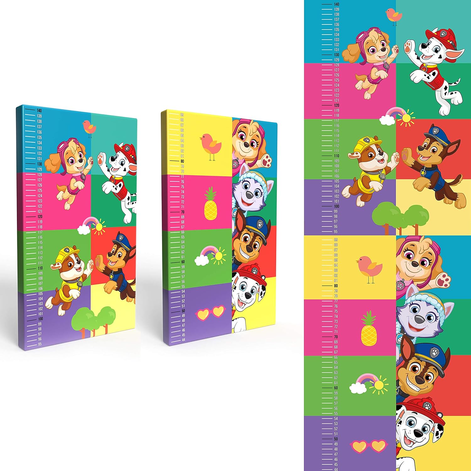 Patrulla Canina Cuadro de Pared decoración del hogar habitación Infantil 2 Unidades de 46cm x 27cm Regla para medir Estatura con Skye Chase Everest Marshall Rubble 140cm de Altura