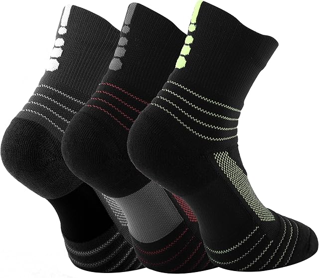 Basketball Sports Socks - 3 Pairs Pack Comfortable Sweat-absorbing Men Boys Athletic with Cushioned Performance for Ball Running Hiking Casual Use