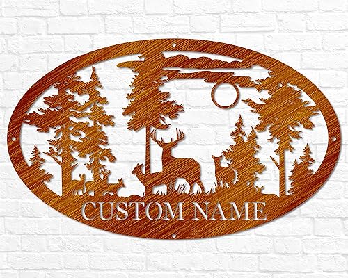 Miniatura 5 de Personalized Oval Deer Metal Cabin Sign  Outdoor Hunting  Deer Hunter Gift  Custom Family Name Sign  Last Name Deer Monogram  Cabin Decor