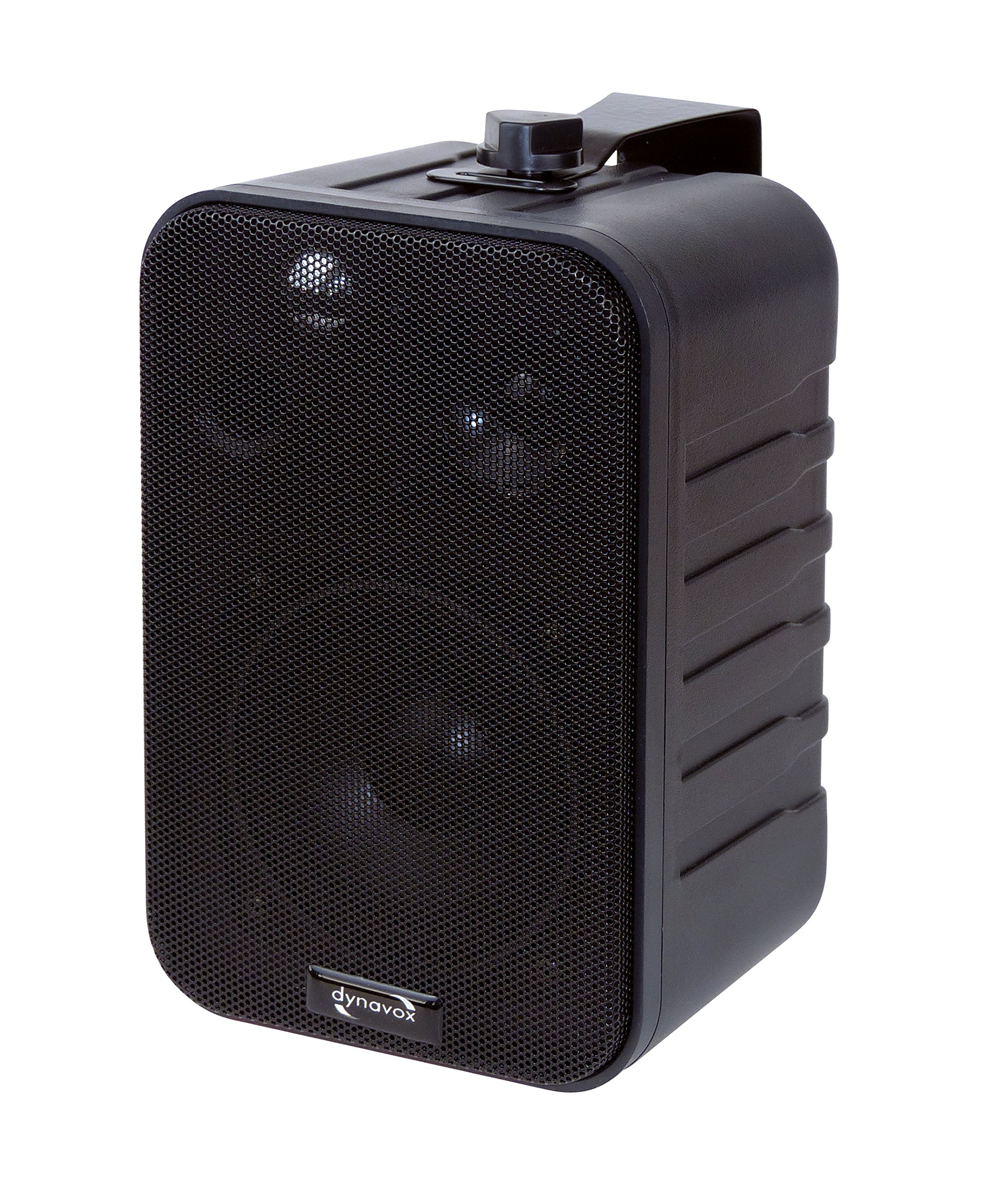 Dynavox Caja Mini de 3 vías con Soporte para Montaje en Pared, par, pequeño Altavoz Surround para Cine en casa, Negro