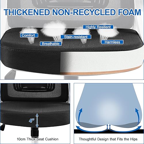 Miniatura 5 de Yaheetech Silla de oficina ergonómica de malla silla de escritorio de respaldo alto con reposabrazos abatibles silla de computadora acolchada