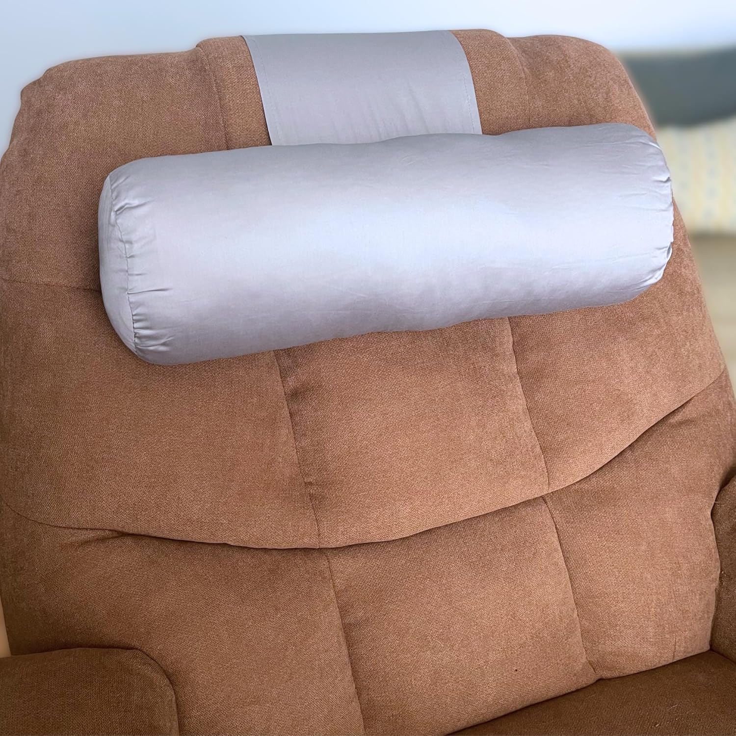 Recliner Pillow for Lumbar, Neck, and Cervical Support, Sleep, Couch, Office Chair, Headrest, Weighted, No Velcro Required, (Black)