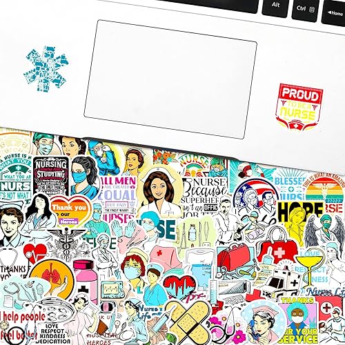 Miniatura 7 de DothRayan Calcomanías para enfermeras, 100 calcomanías de vinilo impermeables para enfermeras, regalos de semana y día