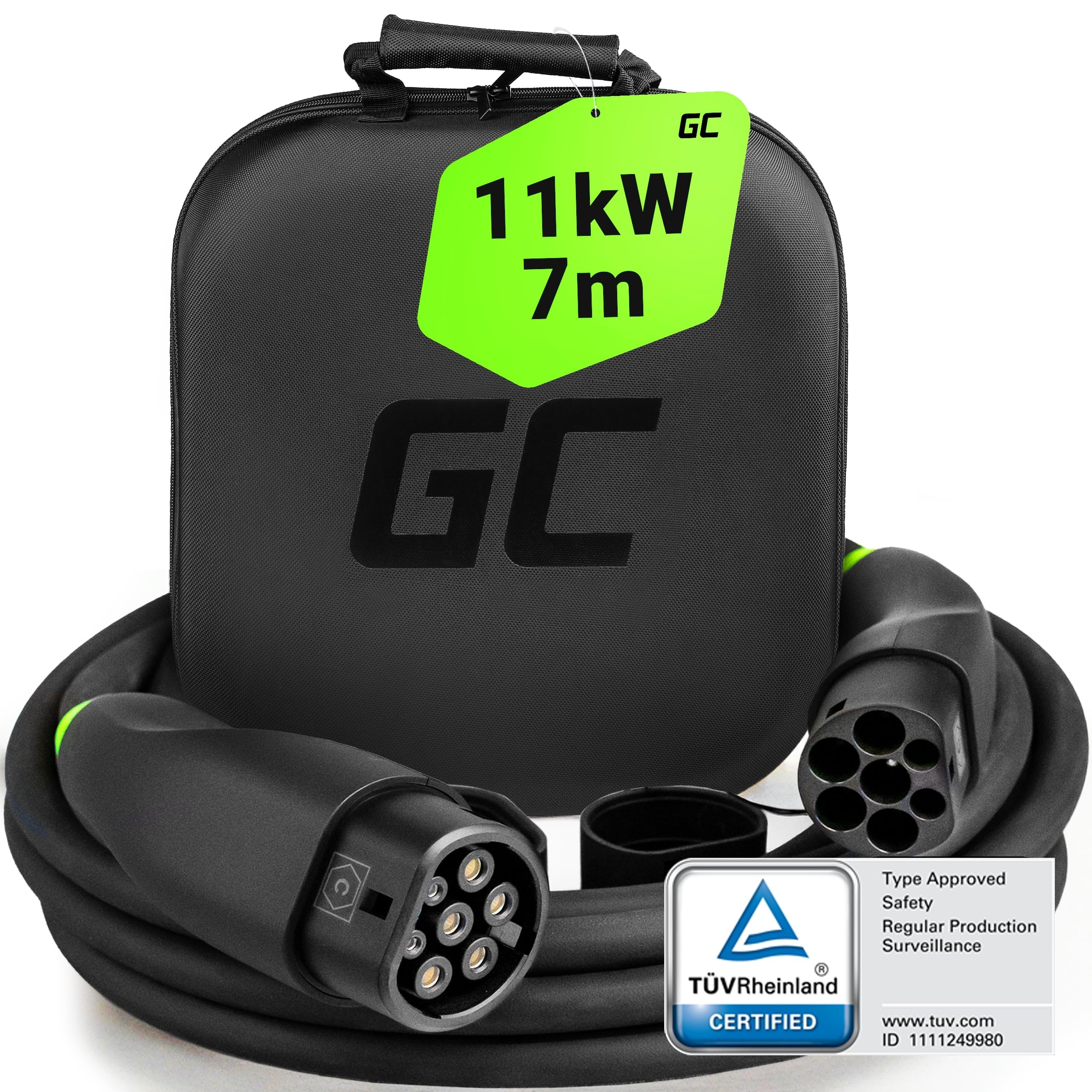 GreenCell Green Cell EVKABGC04 cavo di ricarica per veicoli elettrici Nero Tipo 1 Type 2 3 7 m