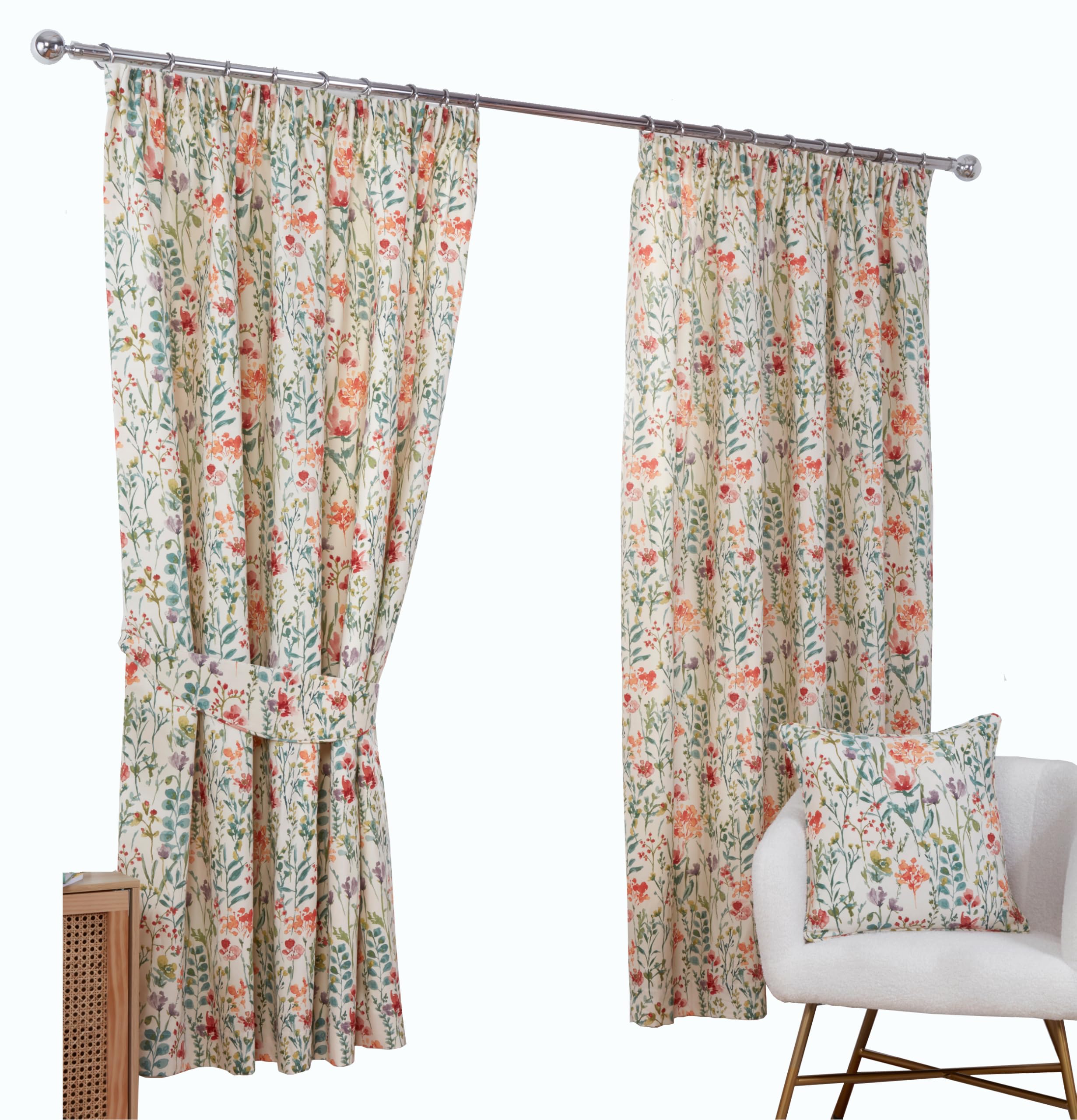 Silverthorn SOFT FURNISHINGS - Pasture - Printed Lined Curtains – 75mm Tape TOP Pencil Pleat – Poly/Cotton (117 x 229cm / 46”x 90”)
