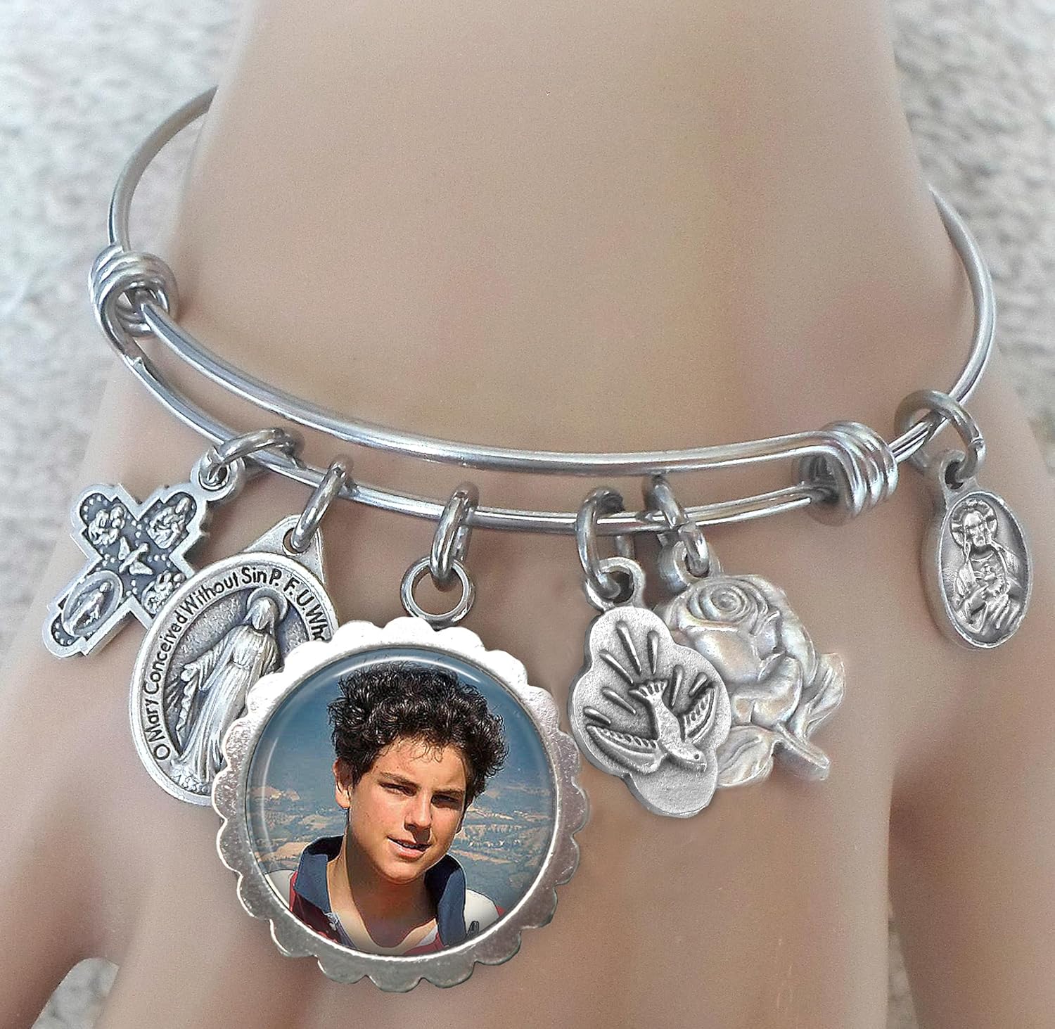 St. Carlo Acutis Bangle Bracelet, Patron Saint Confirmation Gift