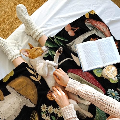 Miniatura 6 de Manta de hongo, regalos para mujeres, manta de franela de vellón suave y acogedora para todas las estaciones, para sofá, sillón, manta de decoración