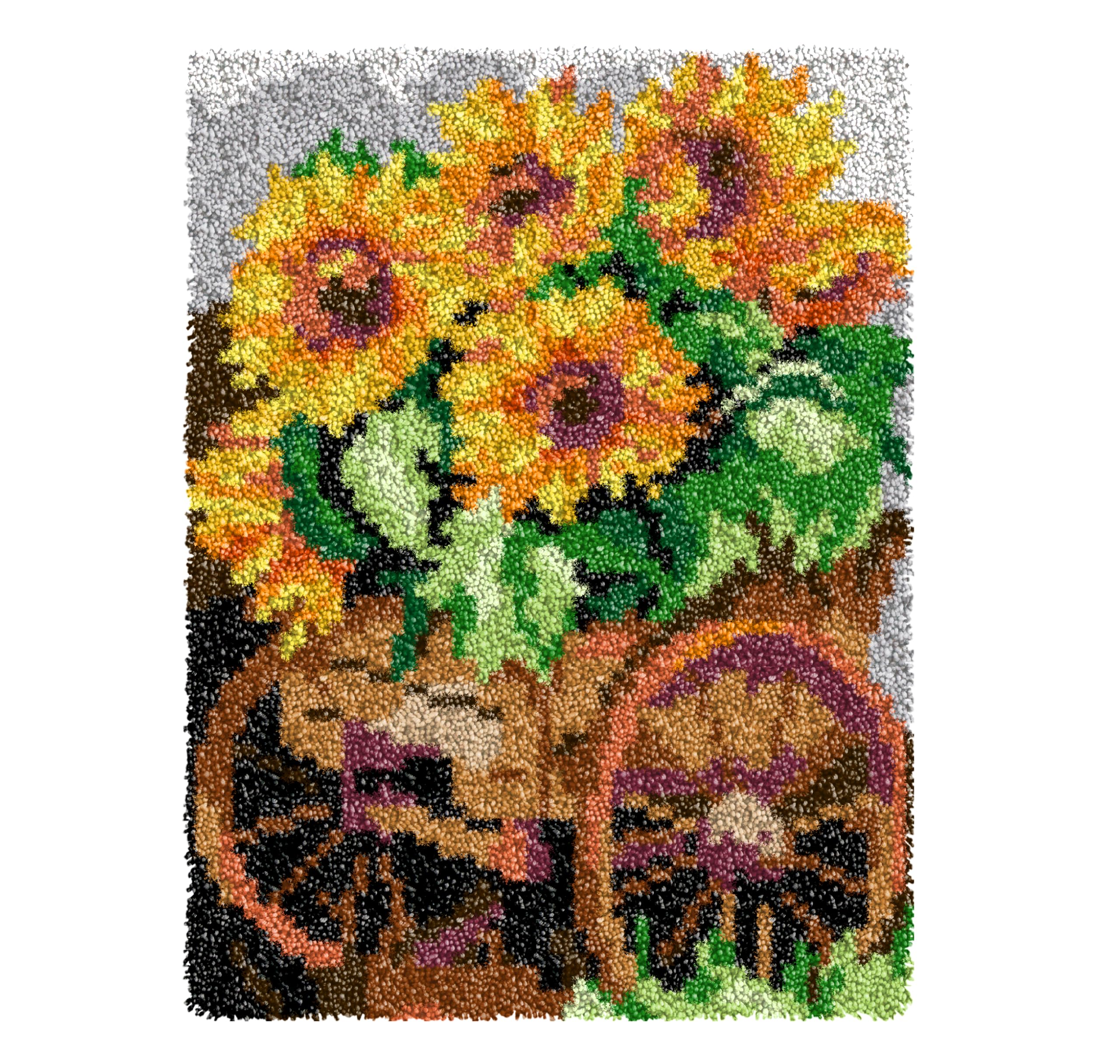 Raixleb Latch Hook Kits for Adults/Kids Pattern Printed Rug Making Kit Everything Included Gift for Family Friends Latch Hook Rugs DIY Needlework Crafts for Home Sofa 20X15 Inches Sunflower