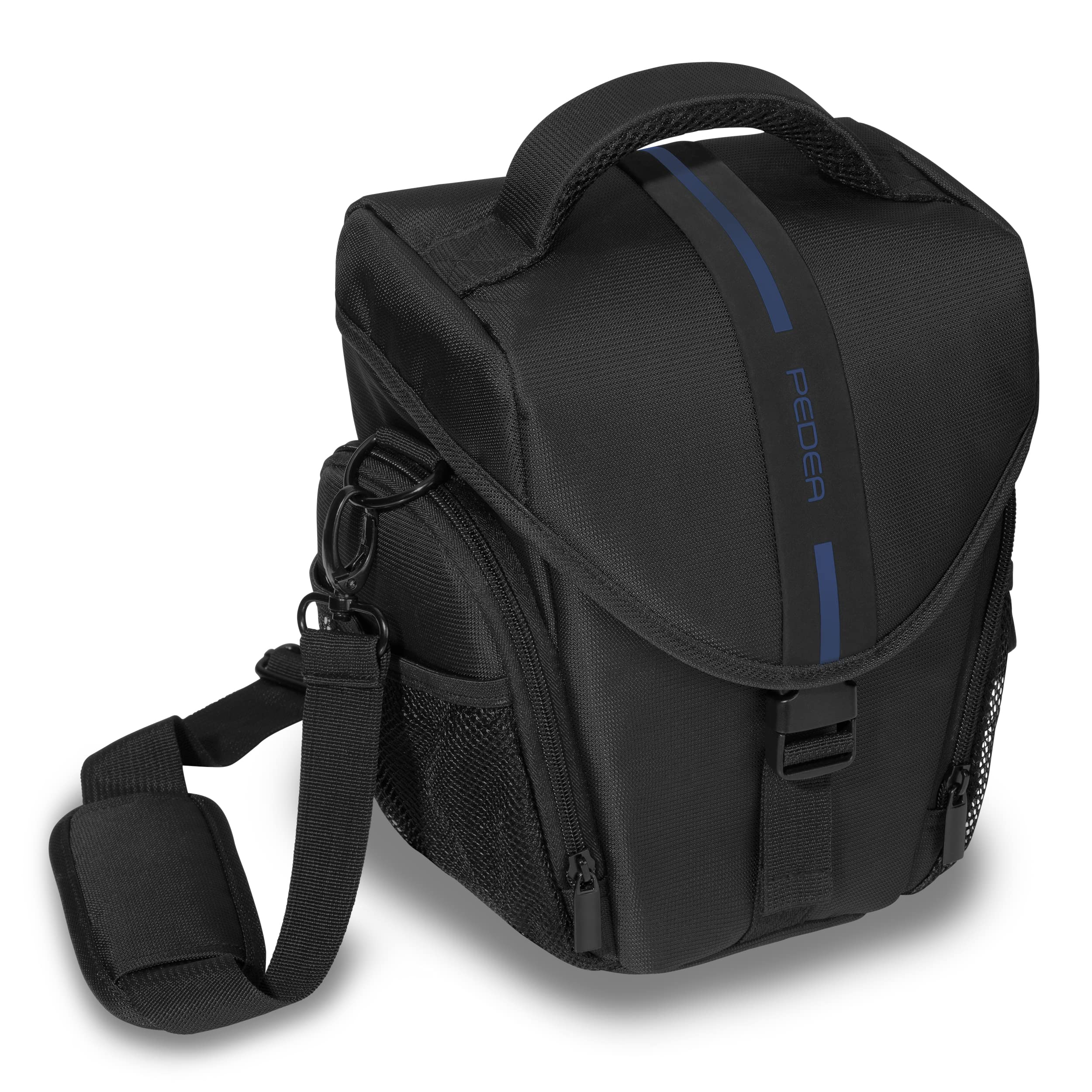 Pedea Kameratasche Essex für Spiegelreflexkamera DSLR SLR Fototasche für DLSM Systemkamera Objektive und Zubehör mit Regenschutzhülle, Gr. L blau