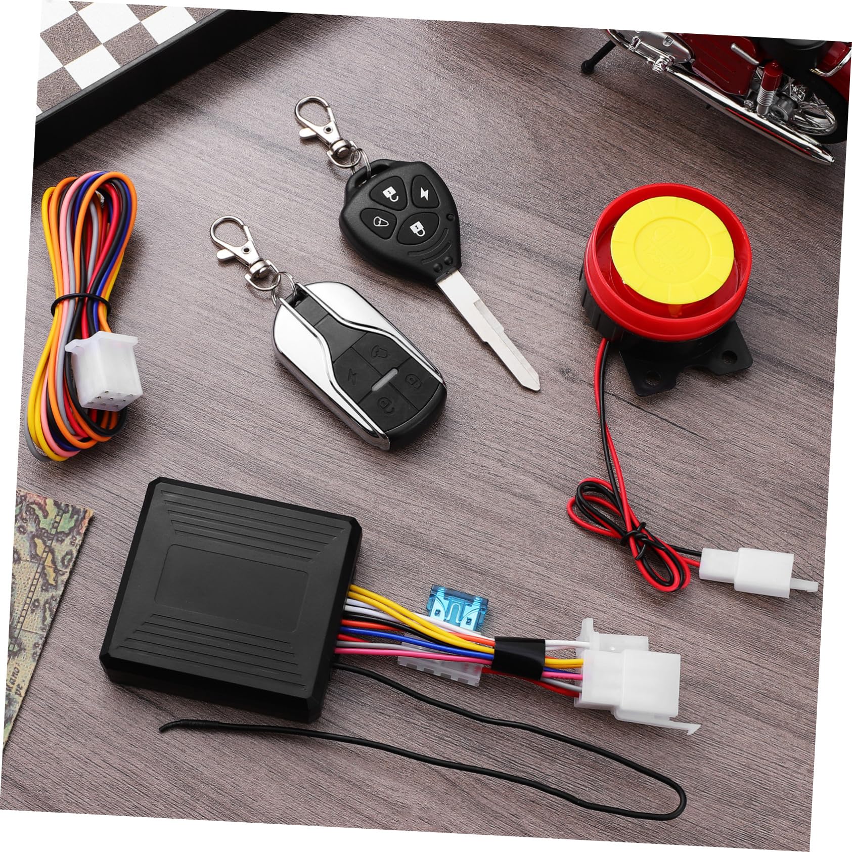 Allarme Antifurto per Moto 12v con Avvio Remoto, Set 315mhz | Abs Nero, con Batteria e Telecomando, per Scooter e Moto, Quiescente ≤3, 5ma