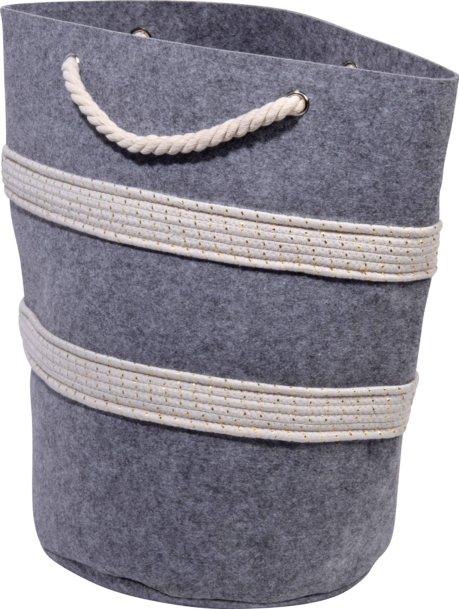 dobar® 87802e filcowy kosz z uchwytami do noszenia, pojemnik filcowy na drewno kominkowe, czasopisma, pranie, torba filcowa, torba do przechowywania, 40 x 40 x 60 cm, szary/biały