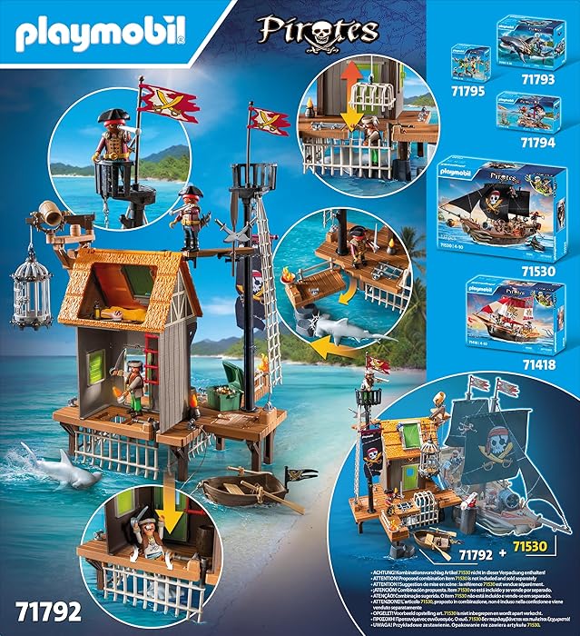 PLAYMOBIL | Pirates | Port Pirate avec Prison de Corsaires | Figurines de Pirates | Jouets de Pirates | Jouet pour Enfants dès 4 Ans | 71792