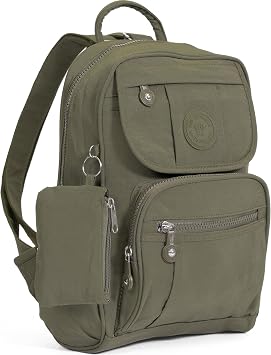 Lightweight Fabric Mini Backpack Rucksack School Work Travel Gym College Bag Taupe