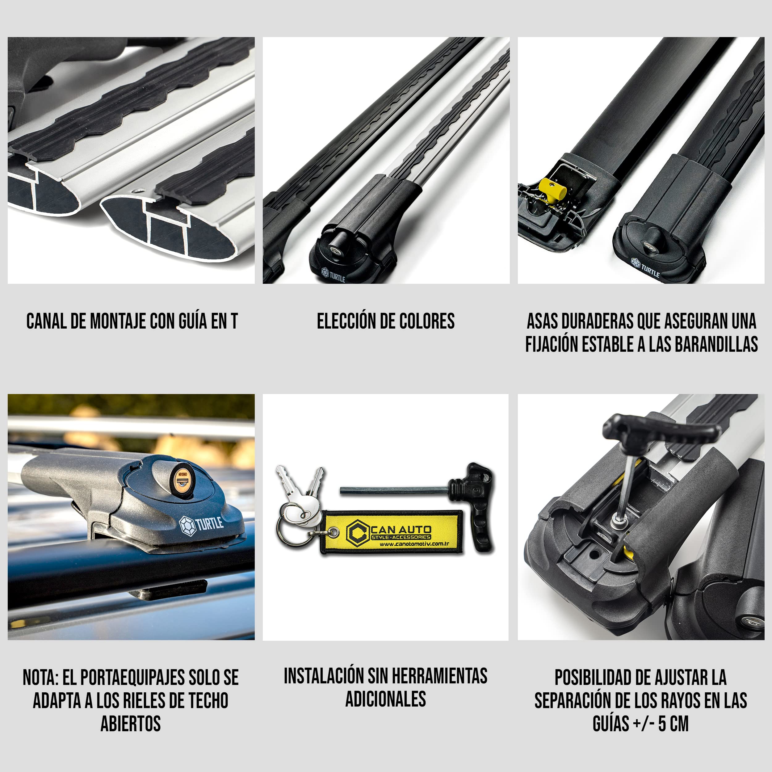 Turtle AIR1 | Barra De Techo De Coche, Portaequipajes | Compatible con Jeep Renegade 2015-; Sirve para Instalar cofres para Techo, portabicicletas y escaleras | Construcción de Aluminio | TÜV