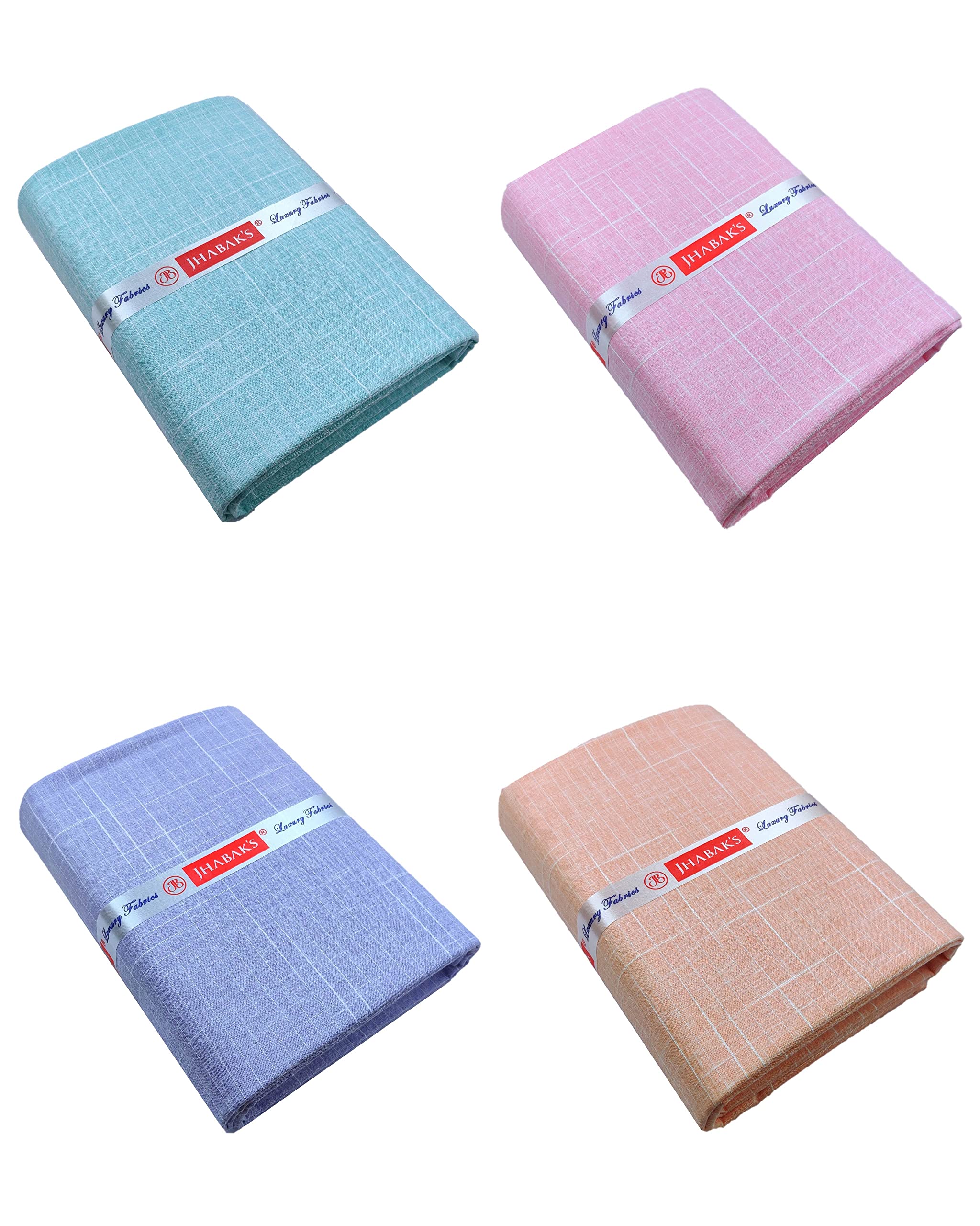 Premium Cotton Linen Blend Self Design Shirt & Kurta Fabric- Pack of 4-2.25m Shirt Cloth OR 3m Kurta Material