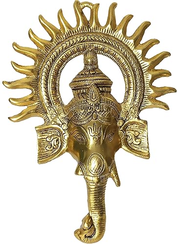 Purpledip Colgante de pared de metal Surya Ganesha: Ganapathi o placa Vinayaka (12190)