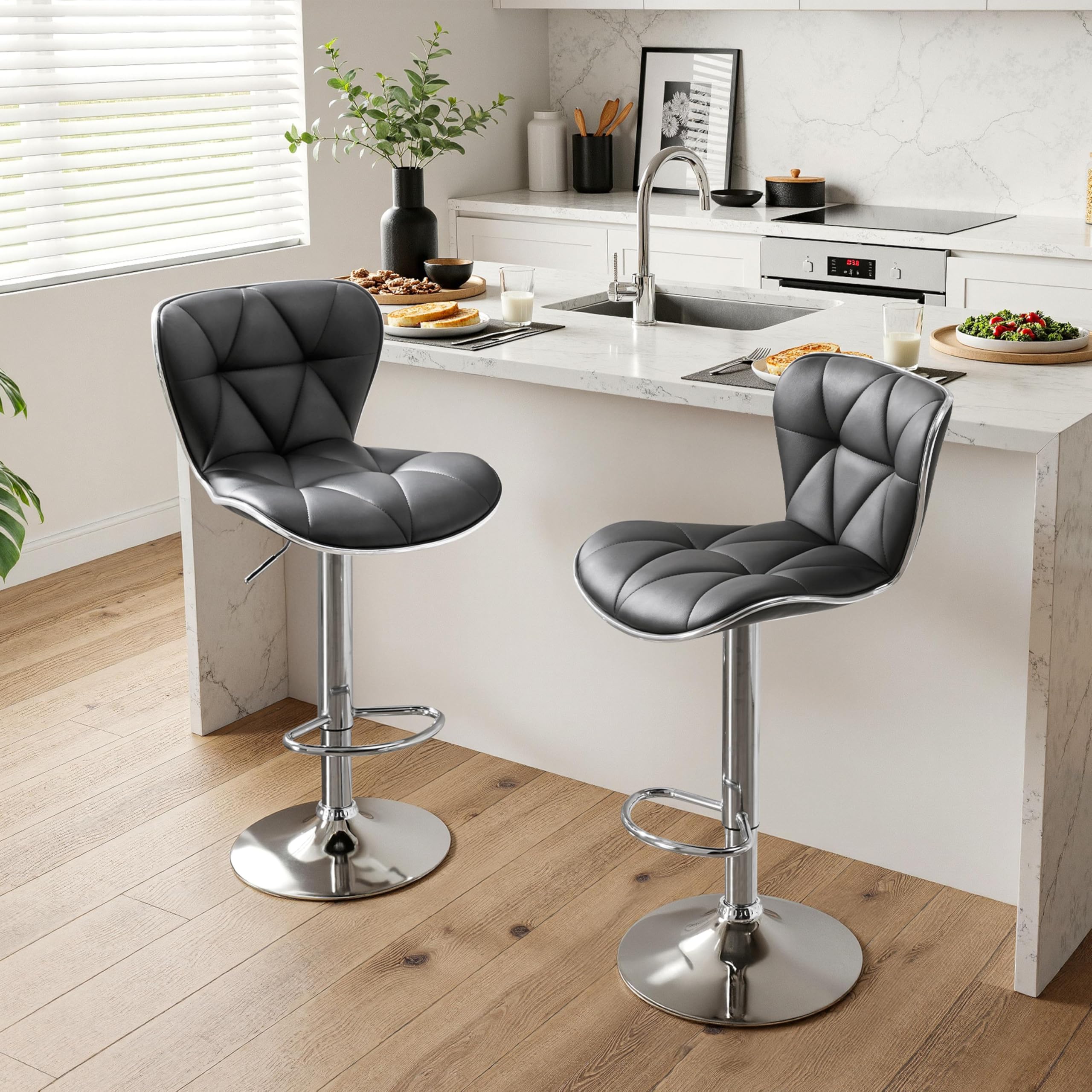 Amazon.com: Yaheetech Bar Stools, Stylish Adjustable PU Leather