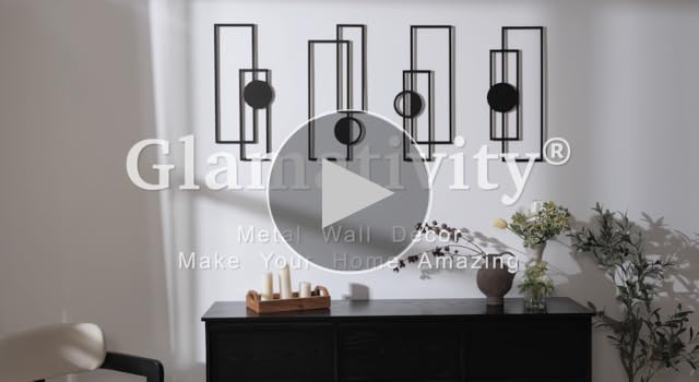 アートフレーム　KUADRO GLAM Amazon.com: Glamativity 4 Pack Black Abstract Metal Wall Art