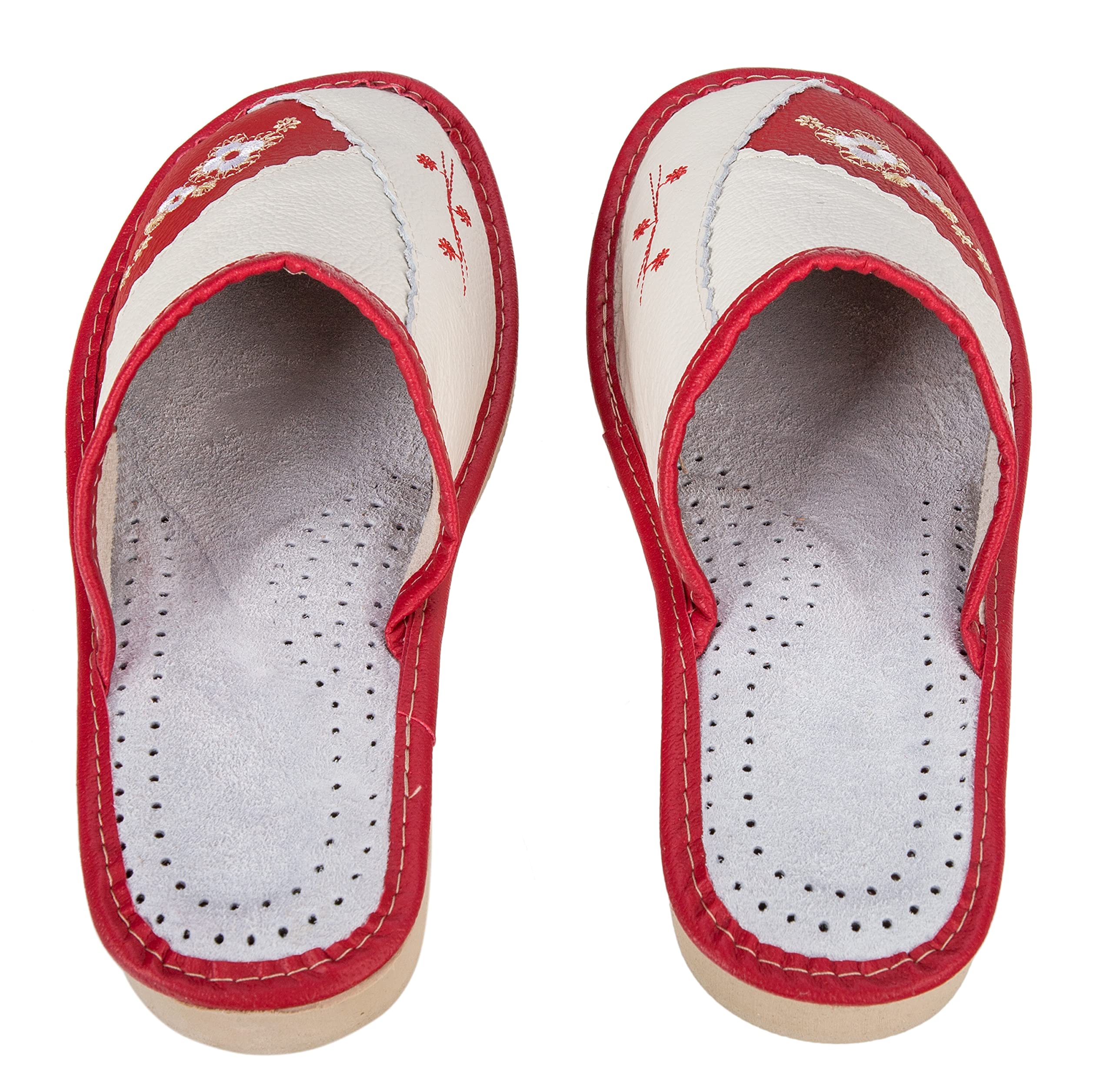 APREGGIO Pantoufles Femme Cuir – Chaussons Pratiques et Confortables – Fait Main – 36–41 EU