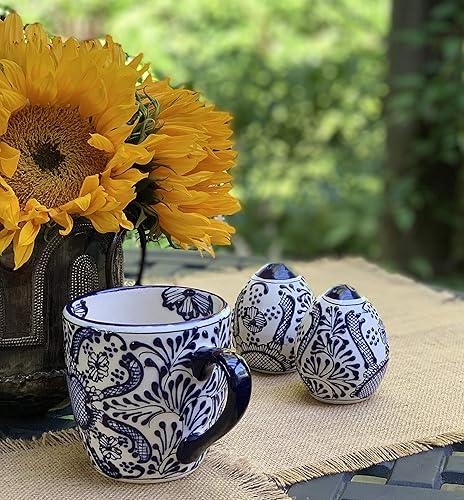 Miniatura 7 de Encantada - Juego de salero y pimentero mexicano pintado a mano, hecho a mano, colección de tinta, negro y blanco, (MC085I-K2)