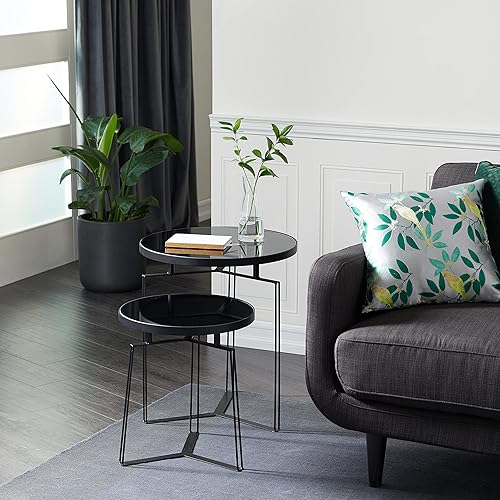 Deco 79 Mesa decorativa, S/2 19 pulgadas, 23 pulgadas de alto, negro