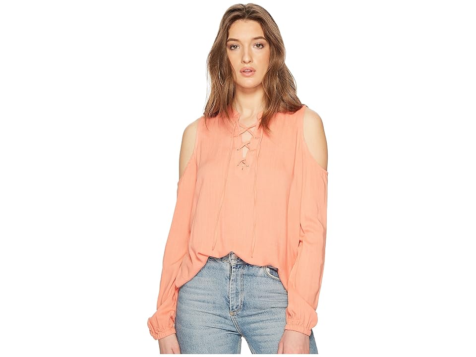 

Jack by BB Dakota Rossi Slub Gauze Tie Front Cold Shoulder Top (Rose Pink) Women's Clothing